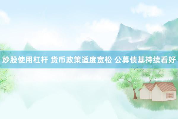 炒股使用杠杆 货币政策适度宽松 公募债基持续看好