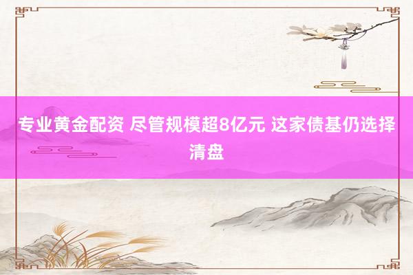专业黄金配资 尽管规模超8亿元 这家债基仍选择清盘
