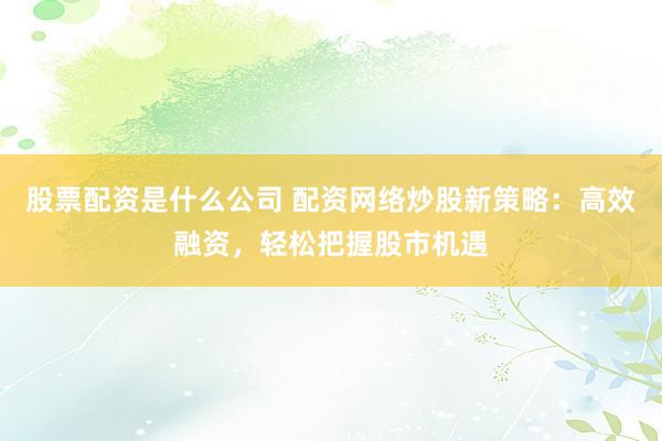 股票配资是什么公司 配资网络炒股新策略：高效融资，轻松把握股市机遇